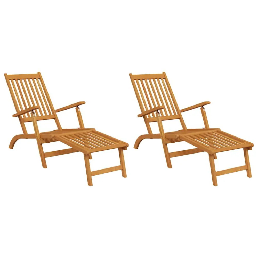 Espreguiçadeiras exterior com apoio pésemmesa 2 pcs acácia maciç