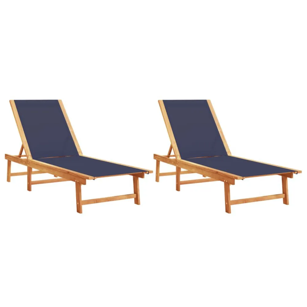 Espreguiçadeiras 2 pcs madeira de acácia maciç/textilene azul