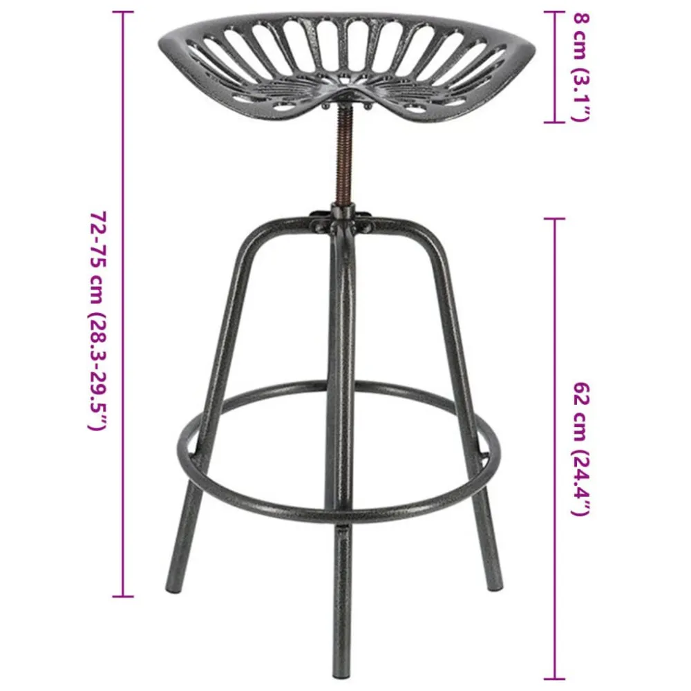 Esschert Design Cadeira de bar industrial cinzento