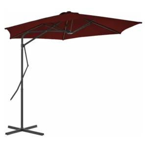 Guarda-sol de exterior com poste de ço 300x230 cm bordô