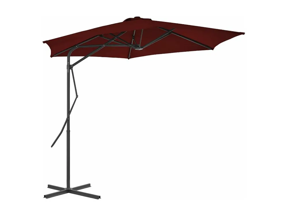 Guarda-sol de exterior com poste de ço 300x230 cm bordô