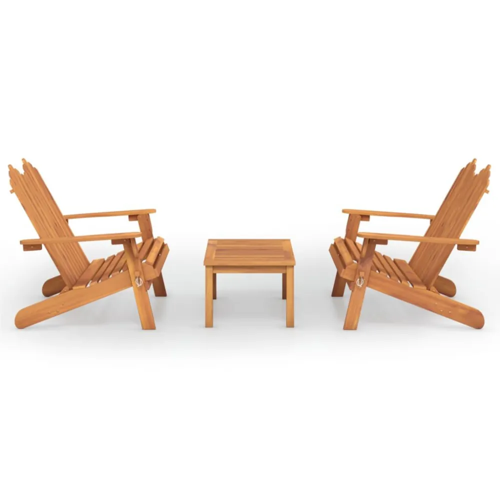 3 pcs conjunto lounge de jardim Adirondack acácia maciç