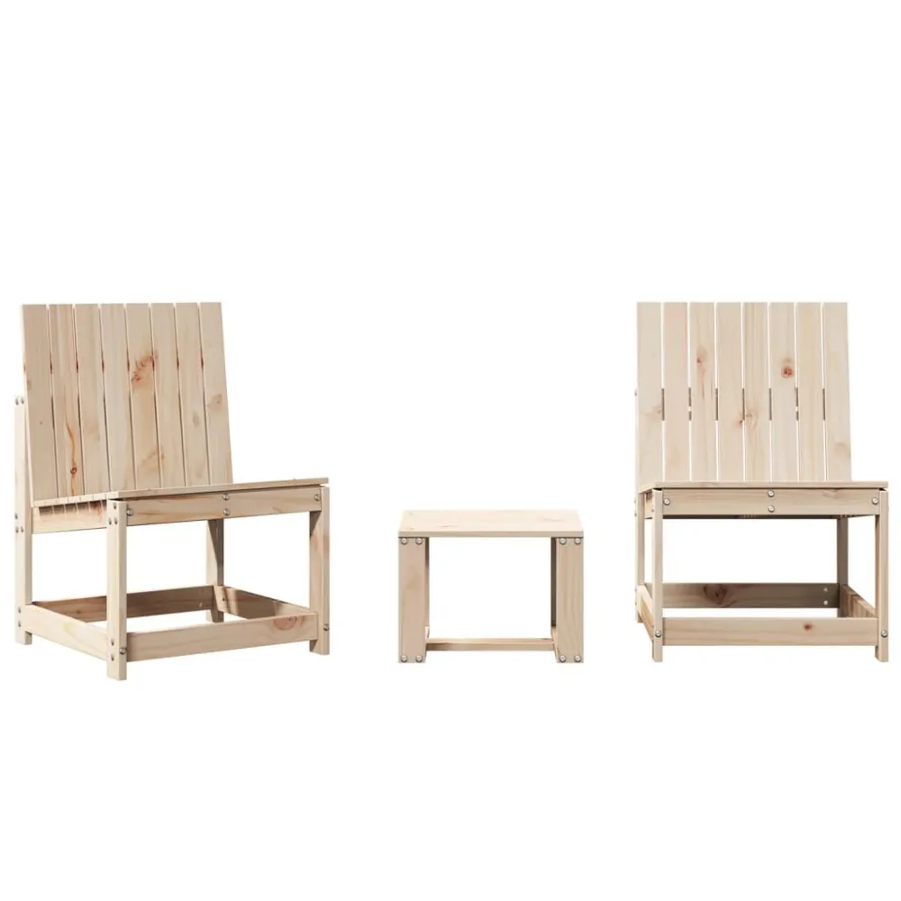 3 pcs conjunto lounge de jardim madeira de pinho maciç