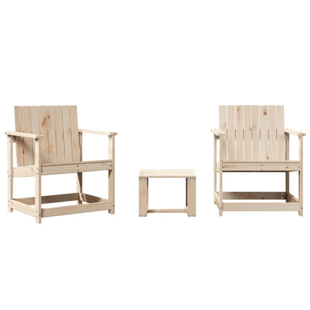 3 pcs conjunto lounge de jardim madeira de pinho maciç