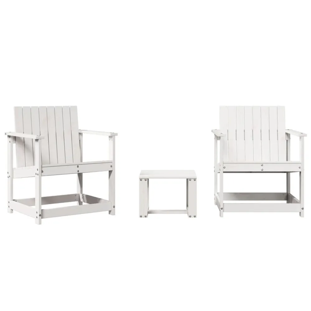 3 pcs conjunto lounge de jardim madeira de pinho maciç branco