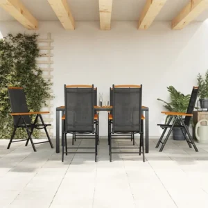 7 peças conjunto de jantar para jardim alumínio preto e castanho