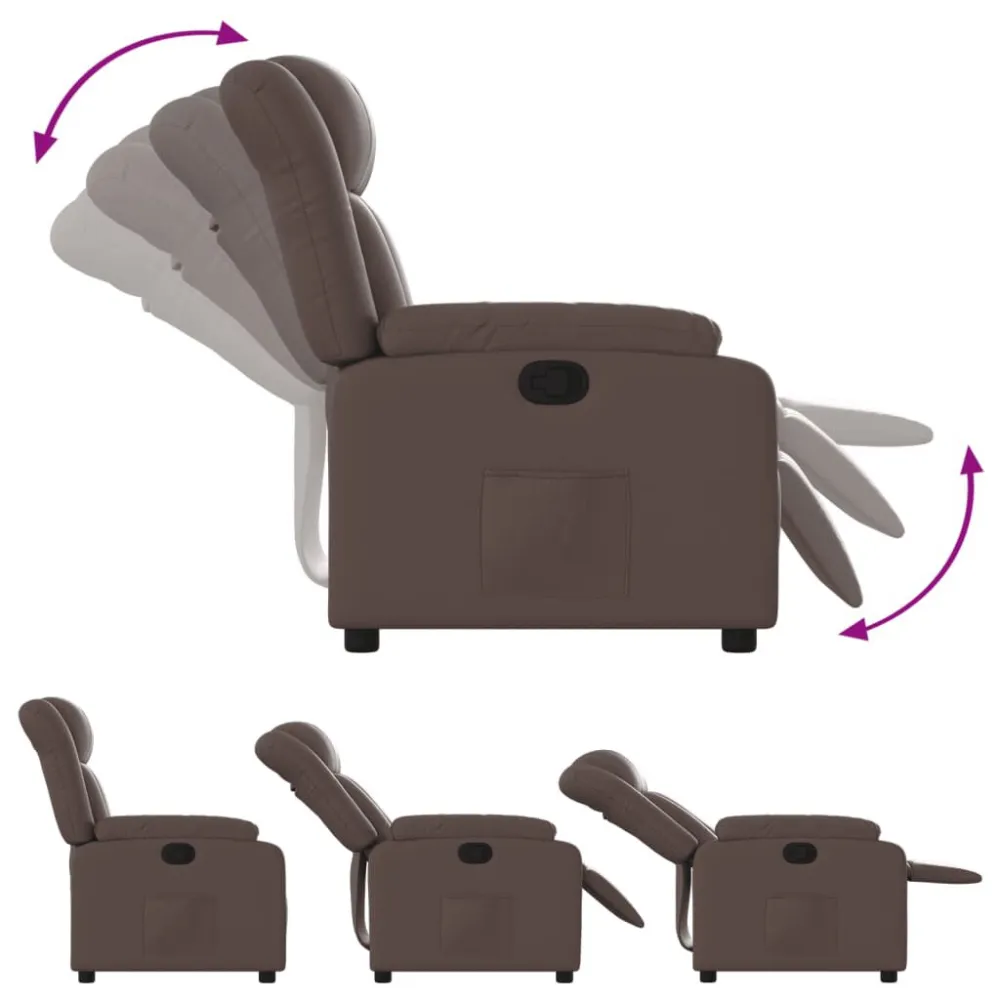 Poltrona reclinável couro artificial castanho