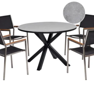 4 Seater Aluminium Garden Dining Set Vidro Top Grey and Black MALETTO/GROSSETO