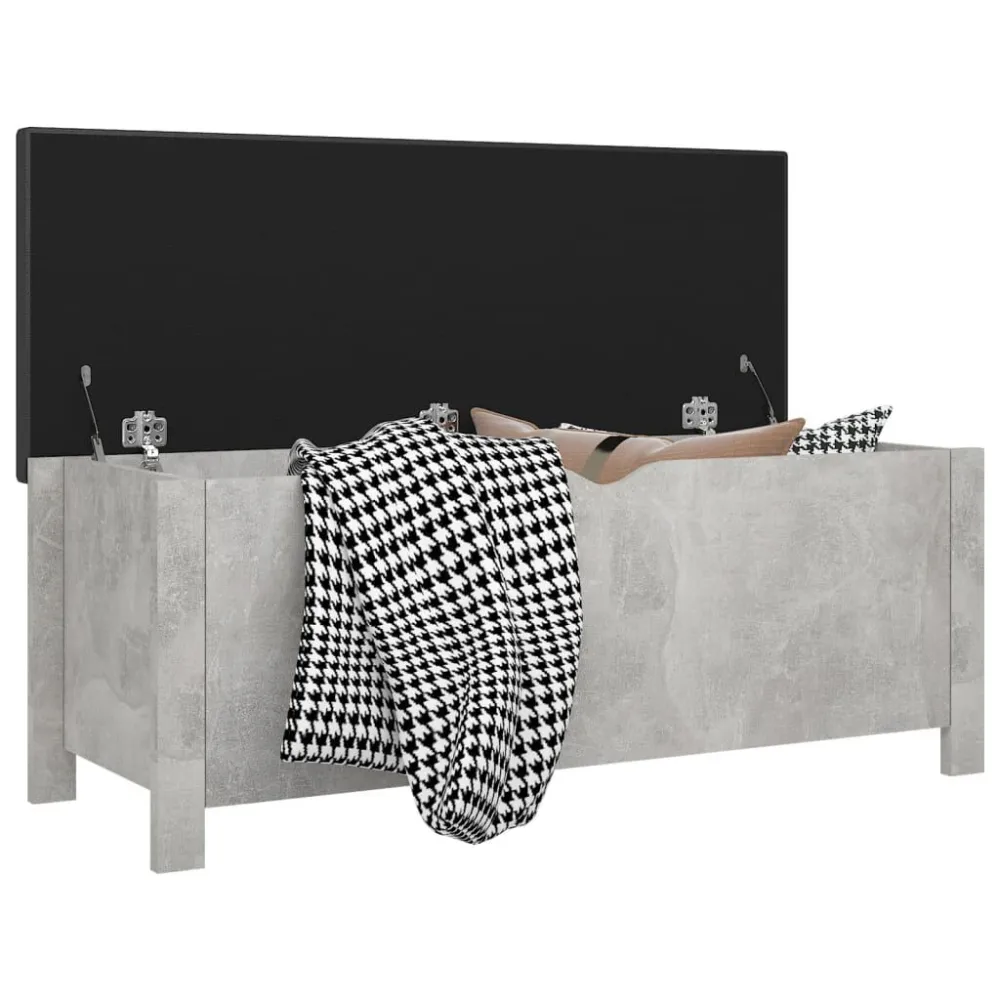 Caixa arrumação com almofadão contrap. 105x40x45cm cinza cimento com Alç
