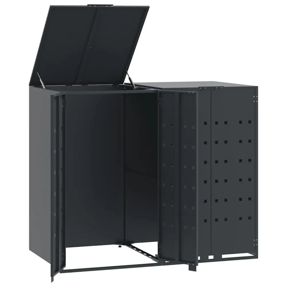 Abrigo para 2 caixotes do lixo 138x79x117 cm ço antracite com Tampa Selada