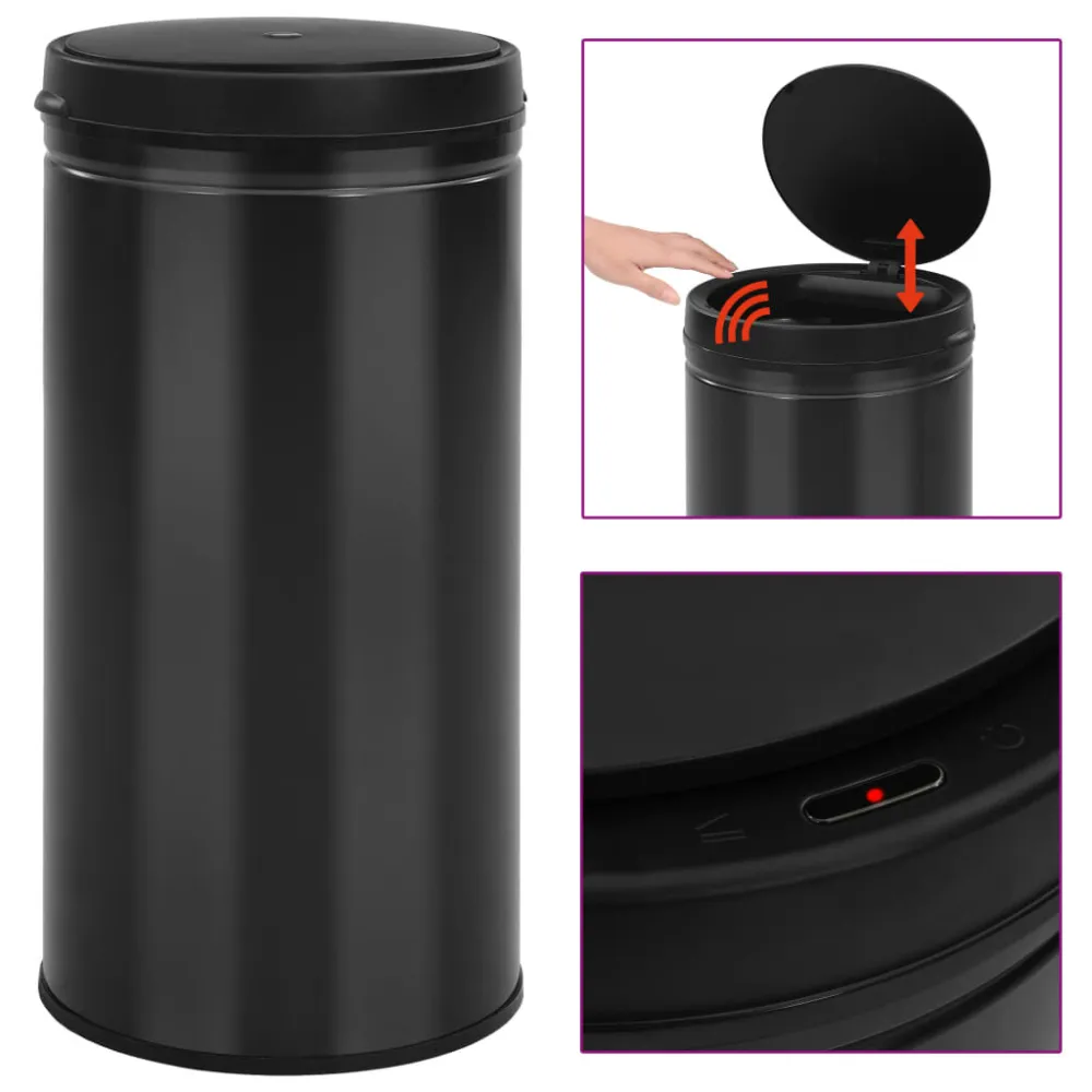 Antiodor Certificado Caixote do lixo com sensor automático 70 L ço carbono preto