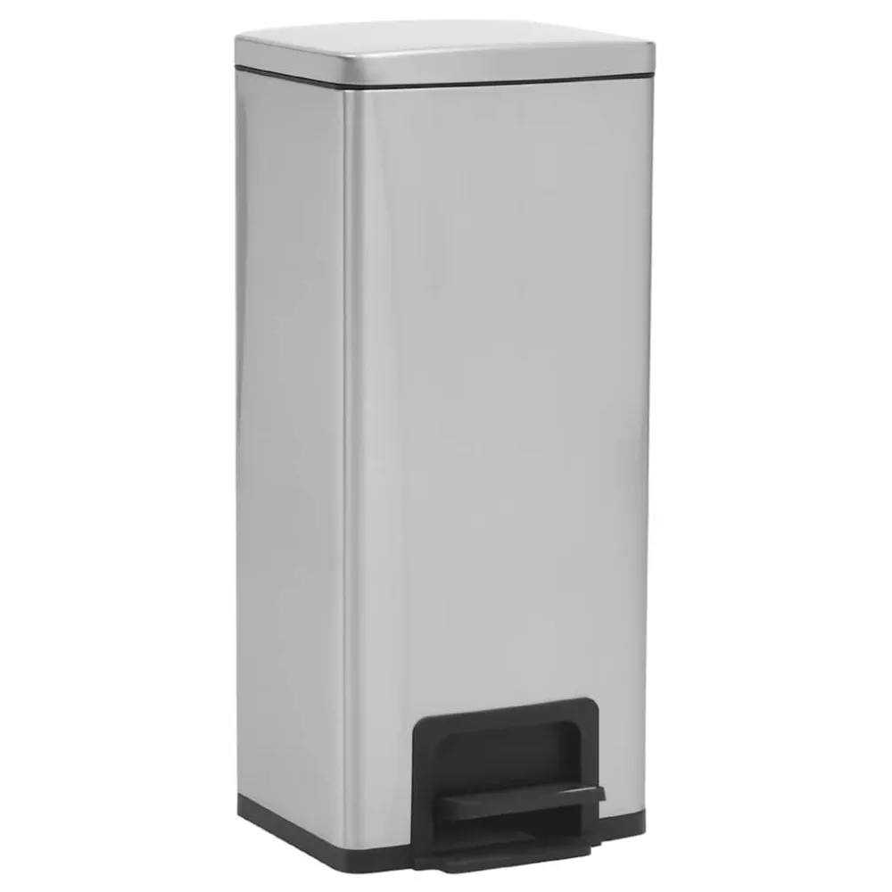 Caixote lixo pedal anti-impressão digit. 30L ço inox. prateado para Cozinha e Lavanderia