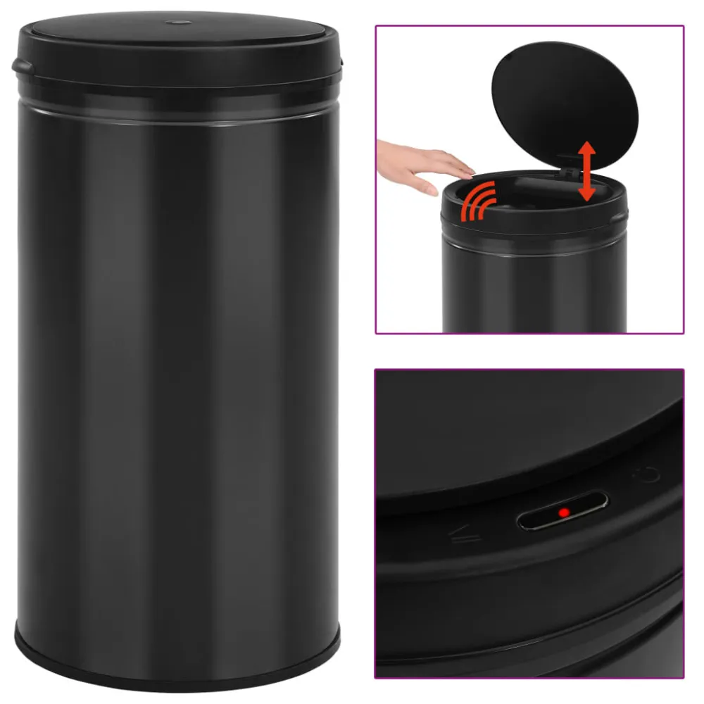 Antiodor Certificado Caixote do lixo com sensor automático 60 L ço carbono preto
