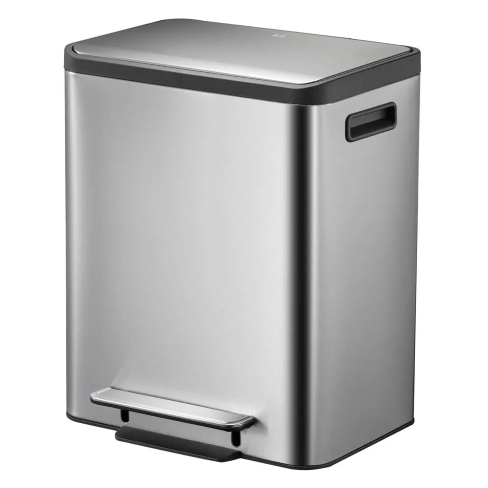 Organizador de Lixo EKO Caixote do lixo com pedal EcoCasa 2x15 L prateado mate
