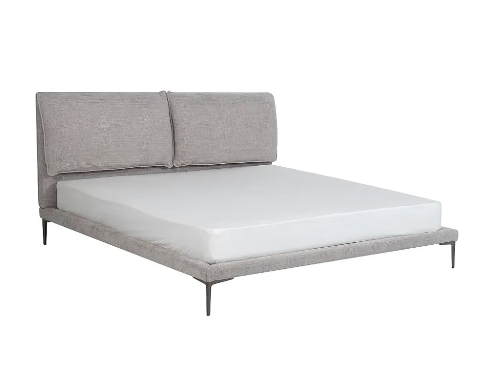 Cama 160x200 cm em tecido cinza matizado + colchão - RIMOTA