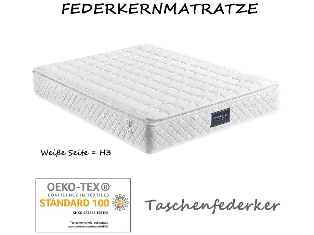 Cama de arrumação 140 x 200 cm - tecido de linho - base de ripas - cor cinza + colchão