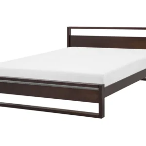 Cama de casal em madeira escura 160 x 200 cm GIULIA com Colchão Incluso