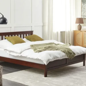 Cama de casal em madeira escura 160 x 200 cm MAYENNE com Pés Ajustáveis