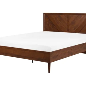 Cama de casal em madeira escura 160 x 200 cm MIALET com Cabideiro Incluso
