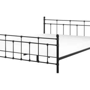Cama de casal em metálico preto 140 x 200 cm LYNX Edição com Espelho