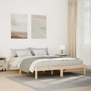 Cama extra longa sem colchão 160x210 cm madeira de pinho maciç