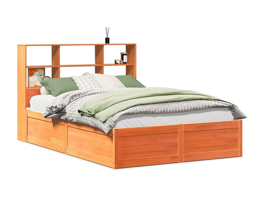 Cama sem colchão 140x190 cm pinho maciço castanho-mel