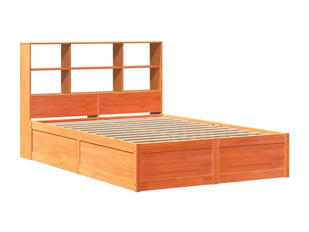 Cama sem colchão 140x190 cm pinho maciço castanho-mel