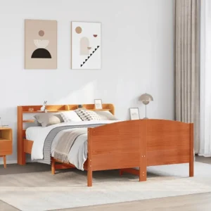 Cama sem colchão 140x190 cm pinho maciço castanho-mel