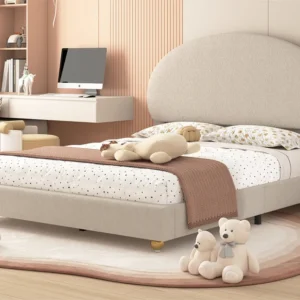 Cama sherpa acolchoada 140x200 cm - com base de ripas - Bege