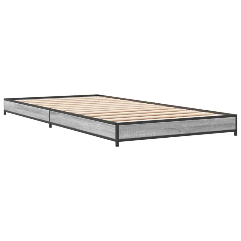 Estrutura cama 100x200 cm derivados madeira/metal cinza sonoma