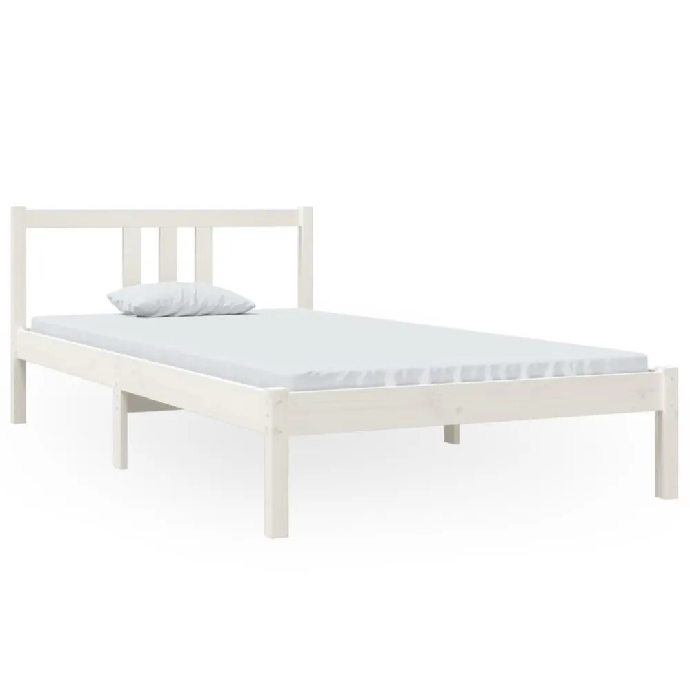 Estrutura de cama 100x200 cm madeira maciç branco