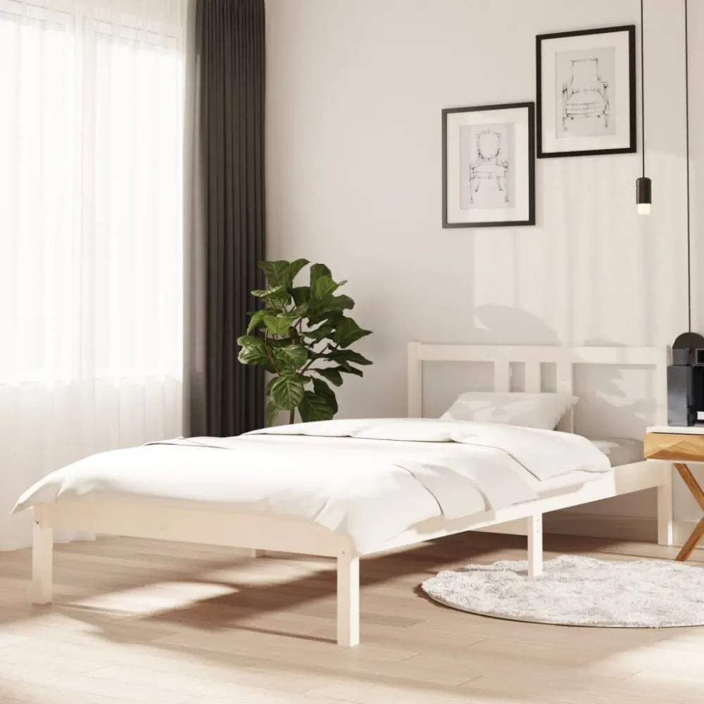 Estrutura de cama 100x200 cm madeira maciç branco