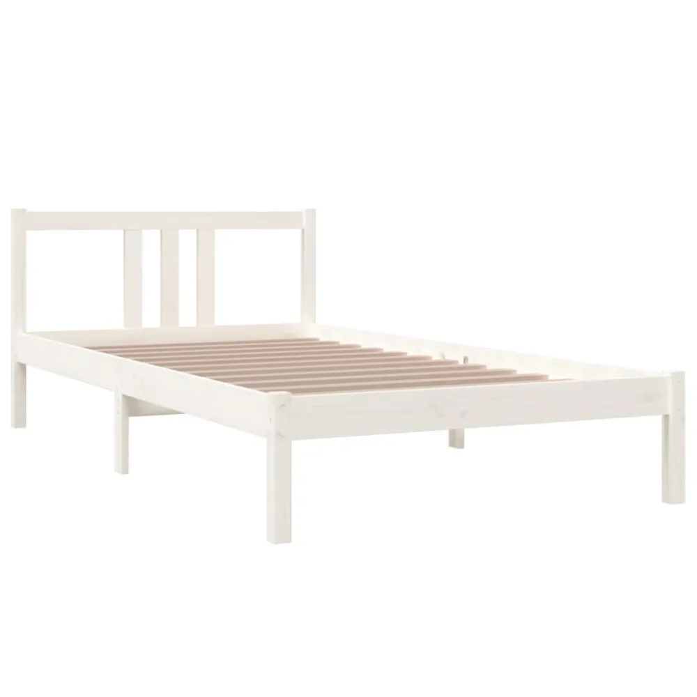 Estrutura de cama 100x200 cm madeira maciç branco