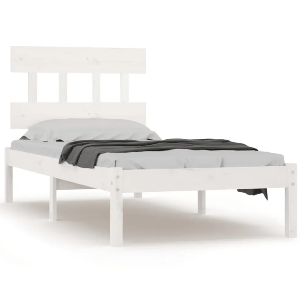 Estrutura de cama 100x200 cm madeira maciç branco