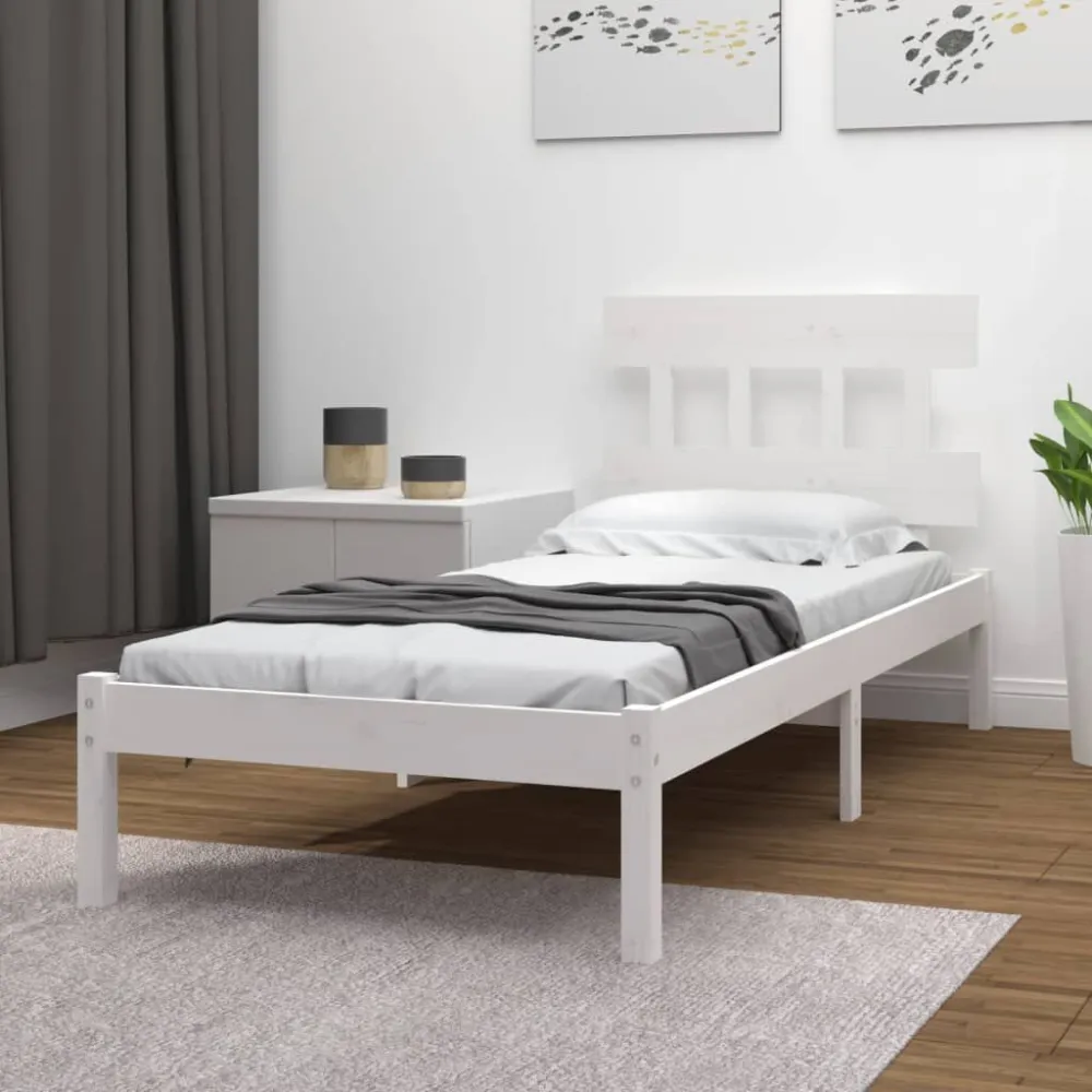 Estrutura de cama 100x200 cm madeira maciç branco