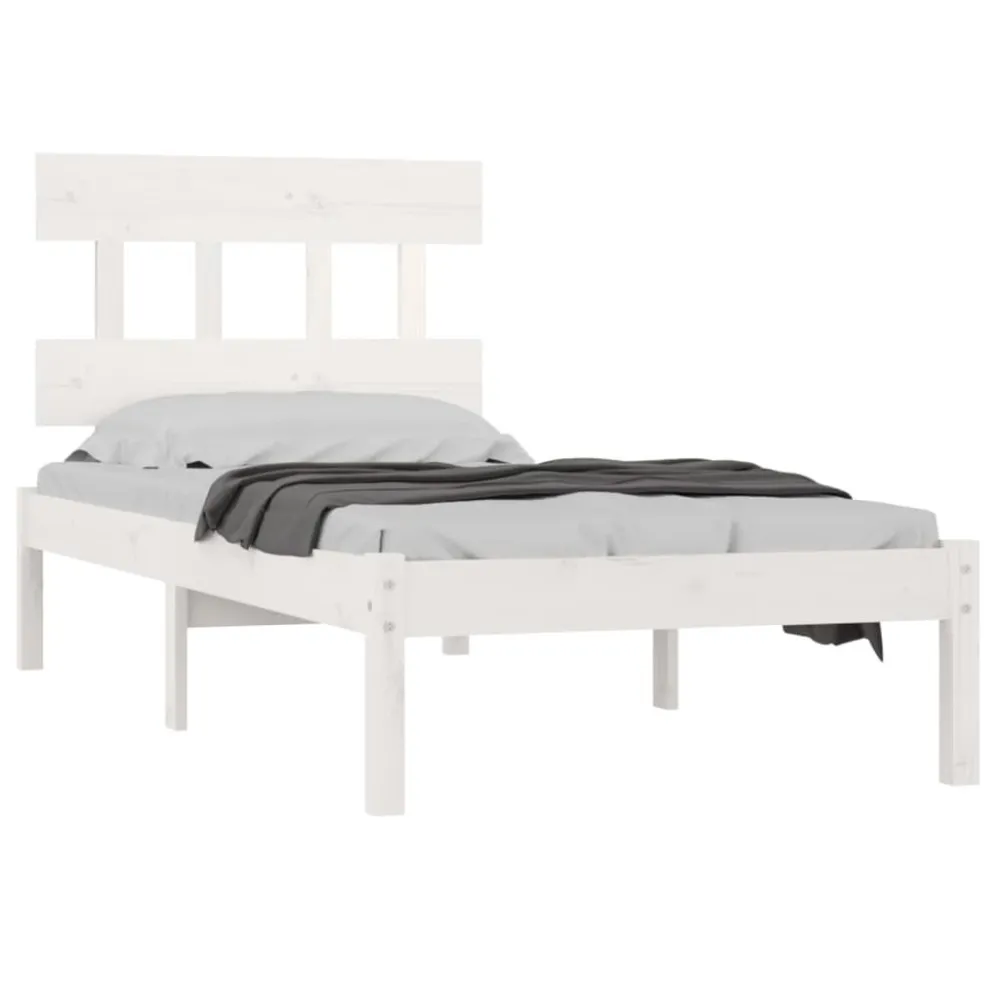 Estrutura de cama 100x200 cm madeira maciç branco