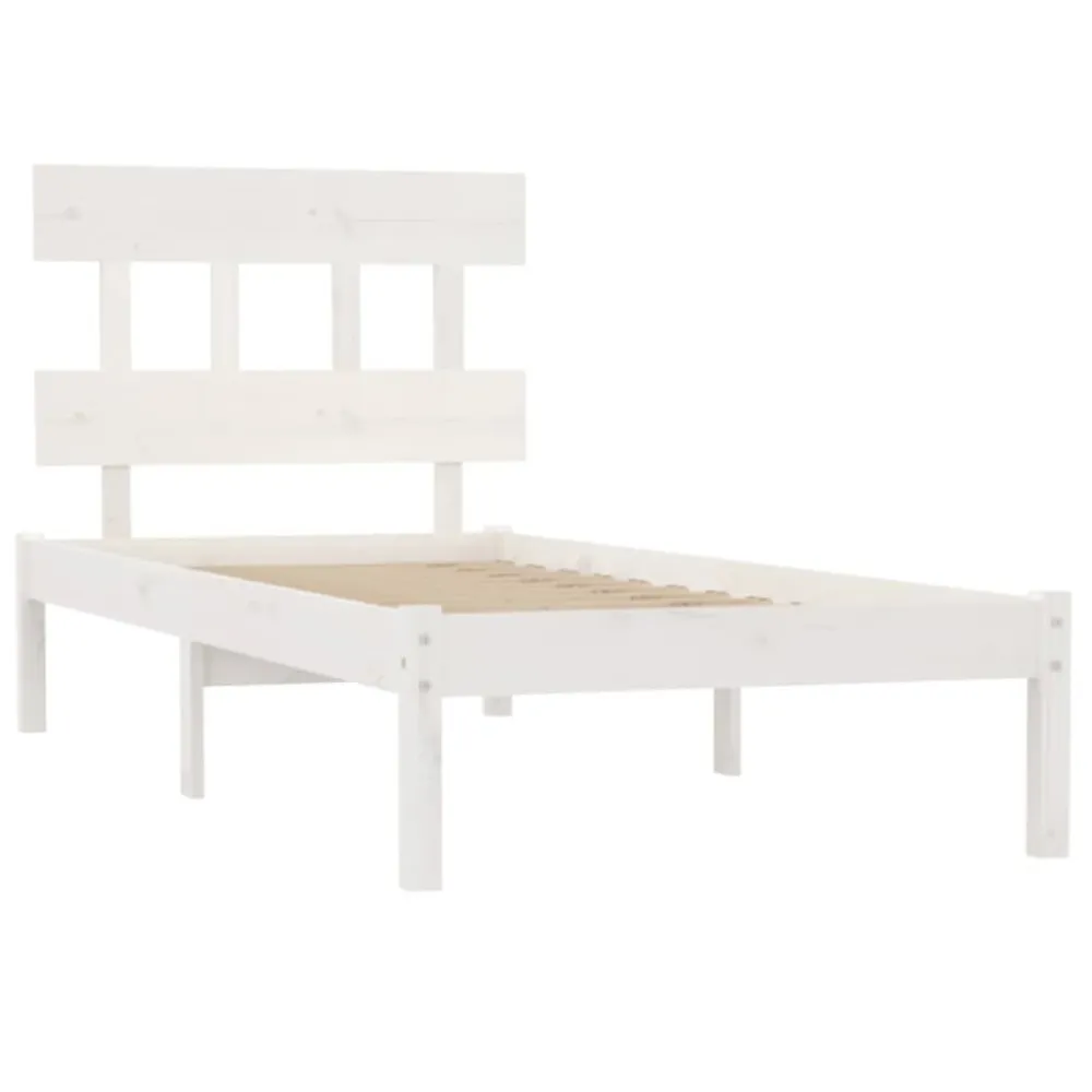 Estrutura de cama 100x200 cm madeira maciç branco