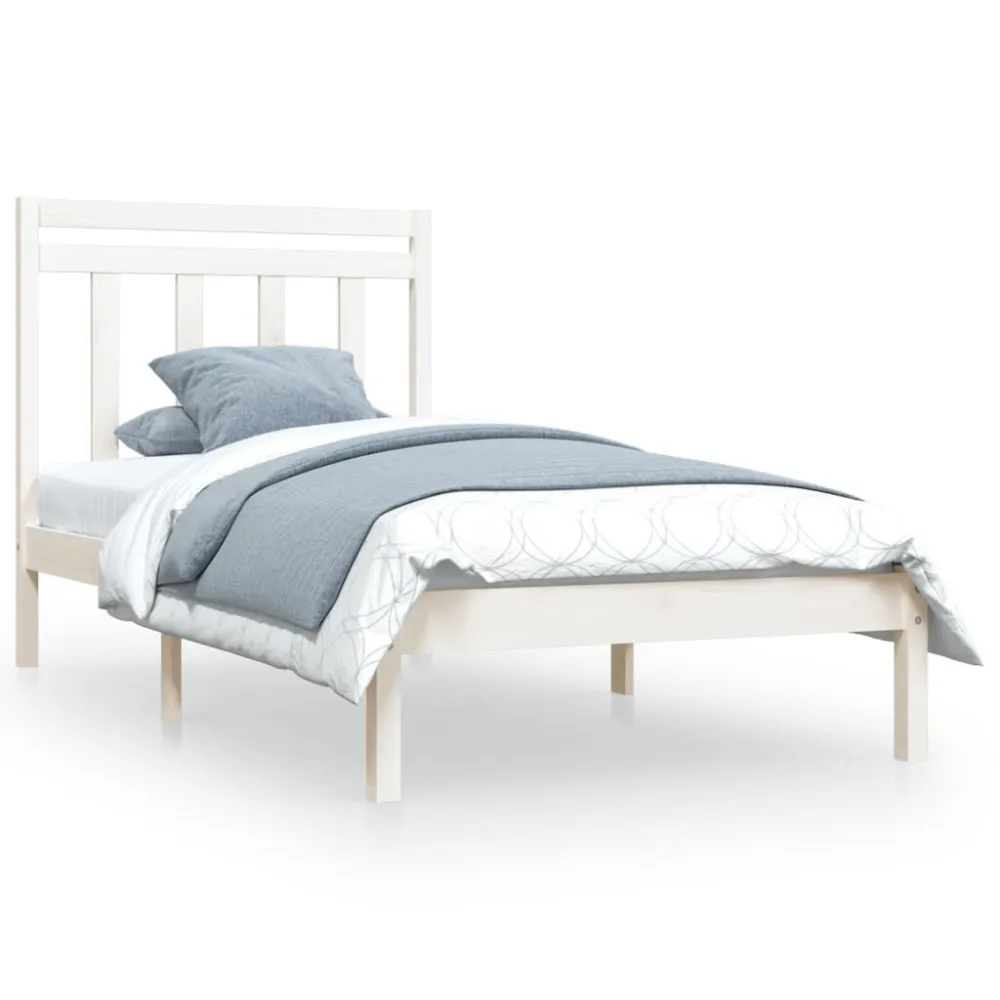 Estrutura de cama 100x200 cm madeira maciç branco