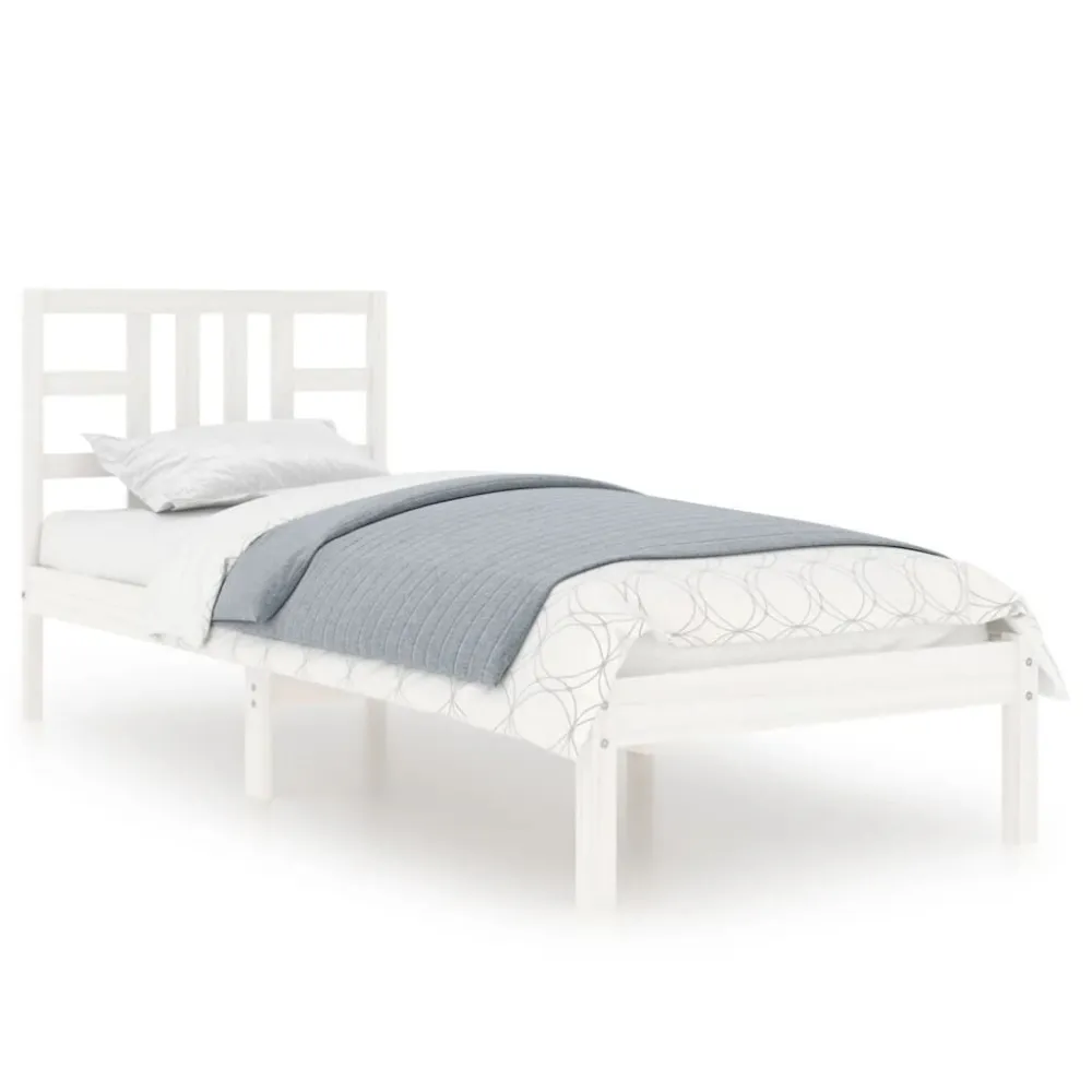 Estrutura de cama 100x200 cm madeira maciç branco
