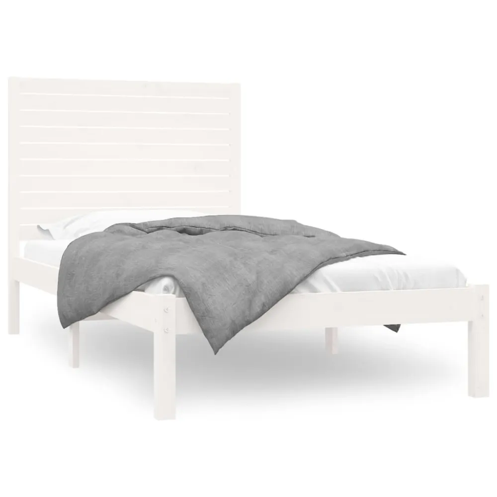 Estrutura de cama 100x200 cm madeira maciç branco