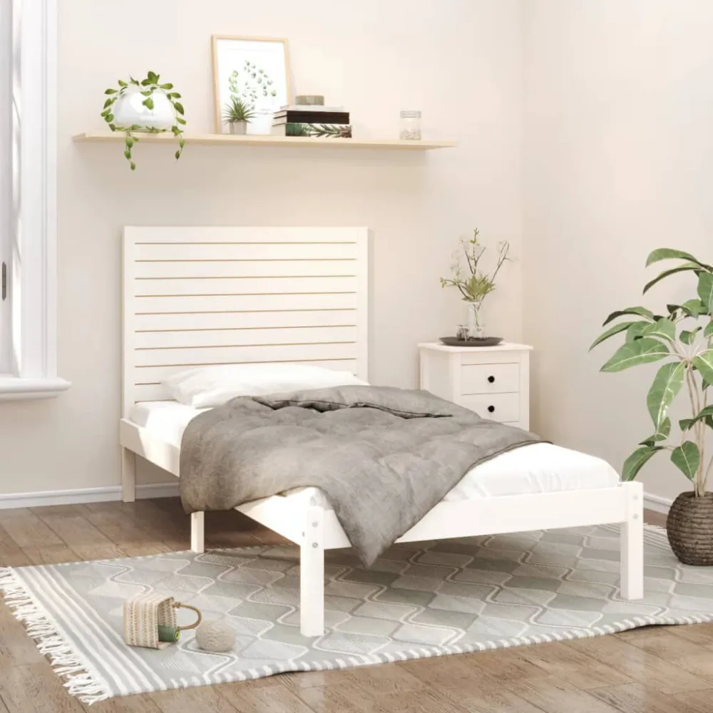 Estrutura de cama 100x200 cm madeira maciç branco