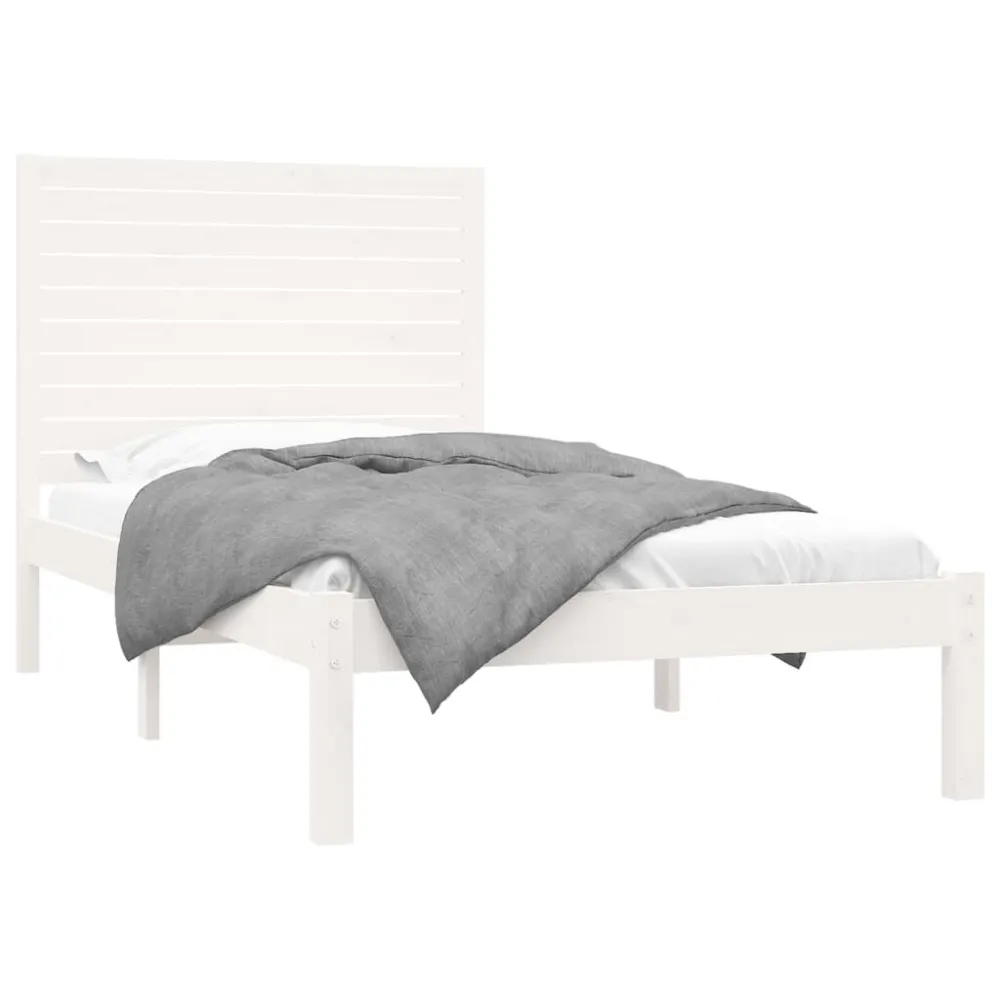 Estrutura de cama 100x200 cm madeira maciç branco