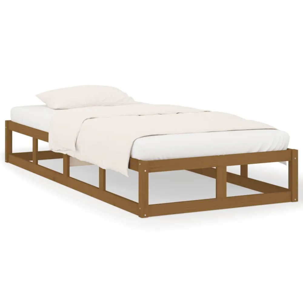 Estrutura de cama 100x200 cm madeira maciç castanho mel