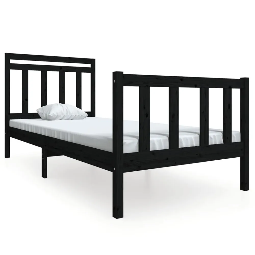 Estrutura de cama 100x200 cm madeira maciç preto