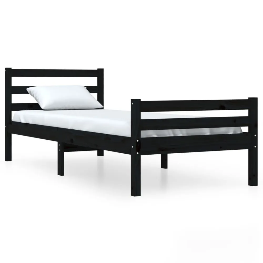 Estrutura de cama 100x200 cm madeira maciç preto