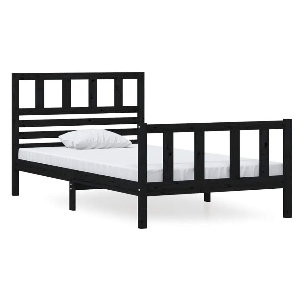 Estrutura de cama 100x200 cm madeira maciç preto