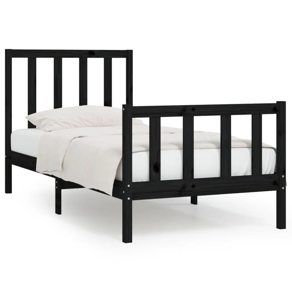 Estrutura de cama 100x200 cm madeira maciç preto