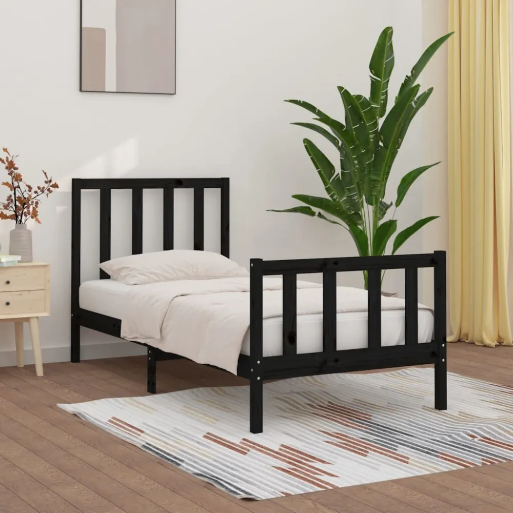 Estrutura de cama 100x200 cm madeira maciç preto