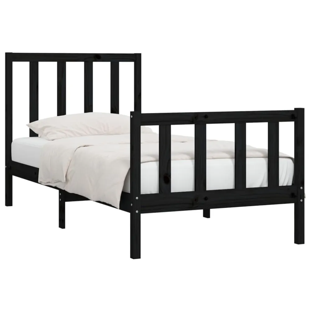 Estrutura de cama 100x200 cm madeira maciç preto