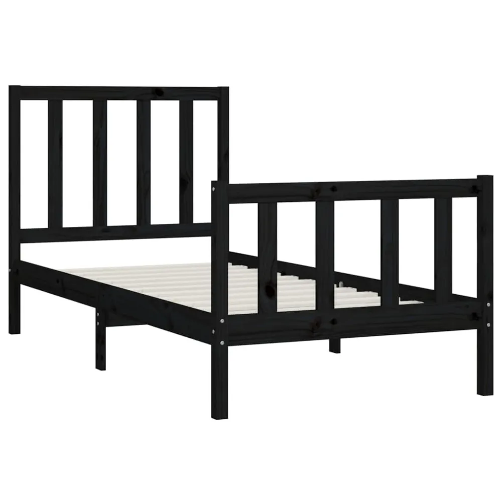 Estrutura de cama 100x200 cm madeira maciç preto